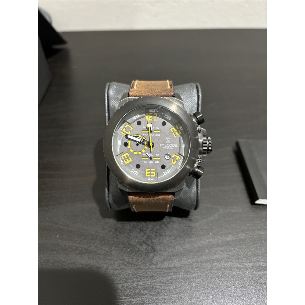 Timecode Everest 1953 TC-1004-05 Leather Band Chronograph Watch Need New Battery